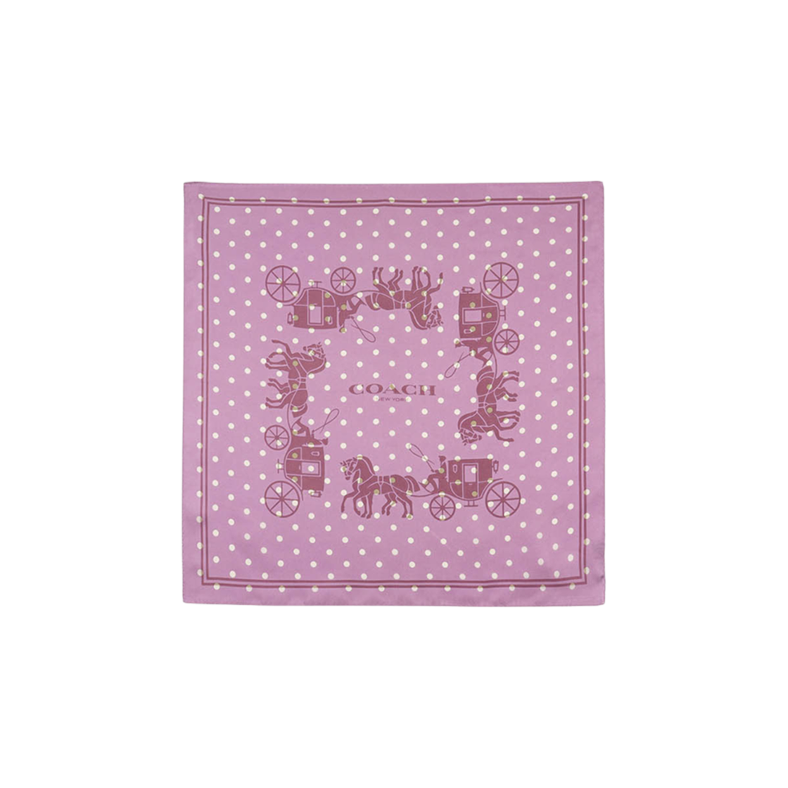 (W) 코치 닷 프린트 실크 스퀘어 스카프 라일락 초크((W) Coach Dot Print Silk Square Scarf Lilac Chalk) - 2