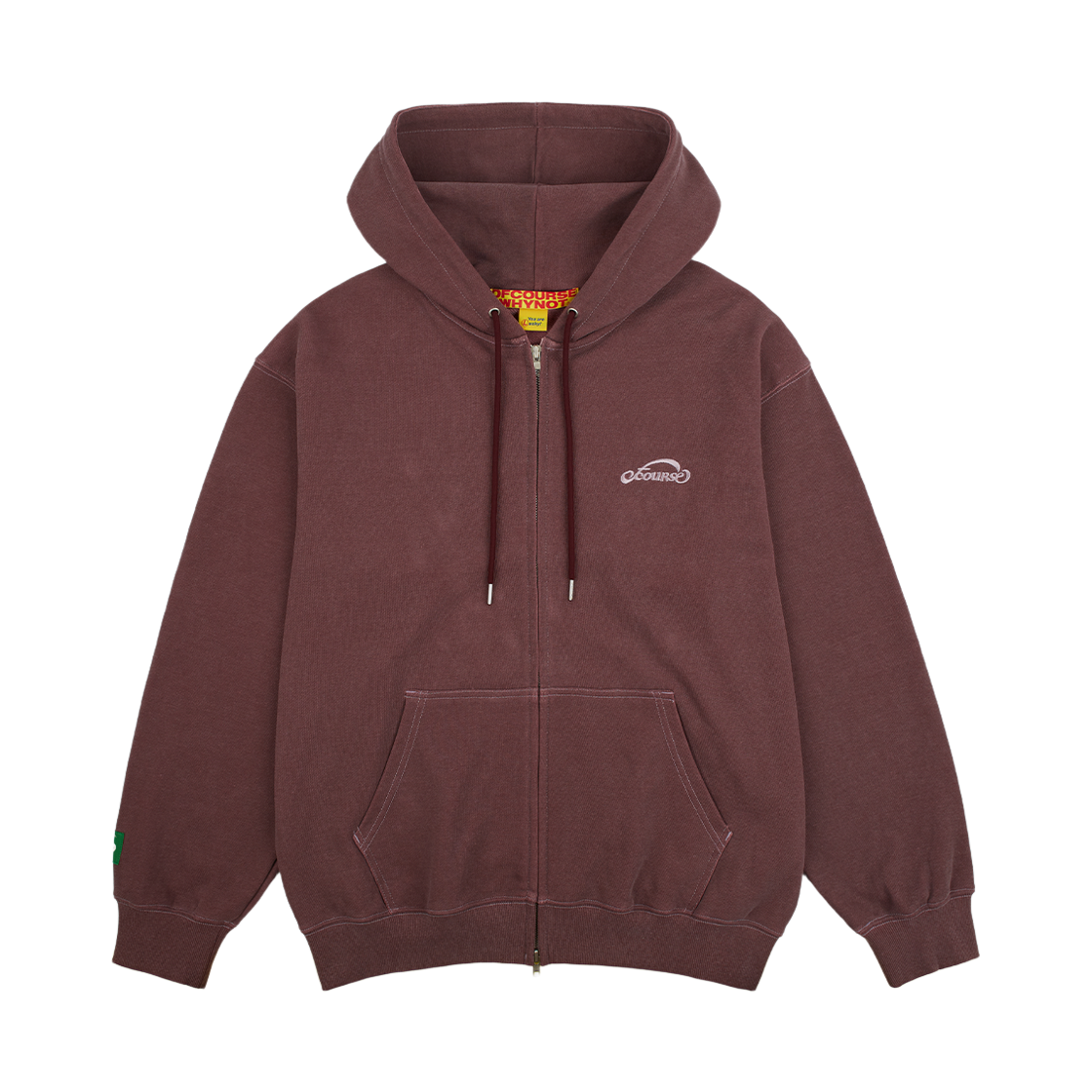 오브콜스와이낫 하아트펠트 피그먼트 후디 집업_버건디(ofcoursewhynot Heartfelt Pg Hoody Zip_Burgundy)