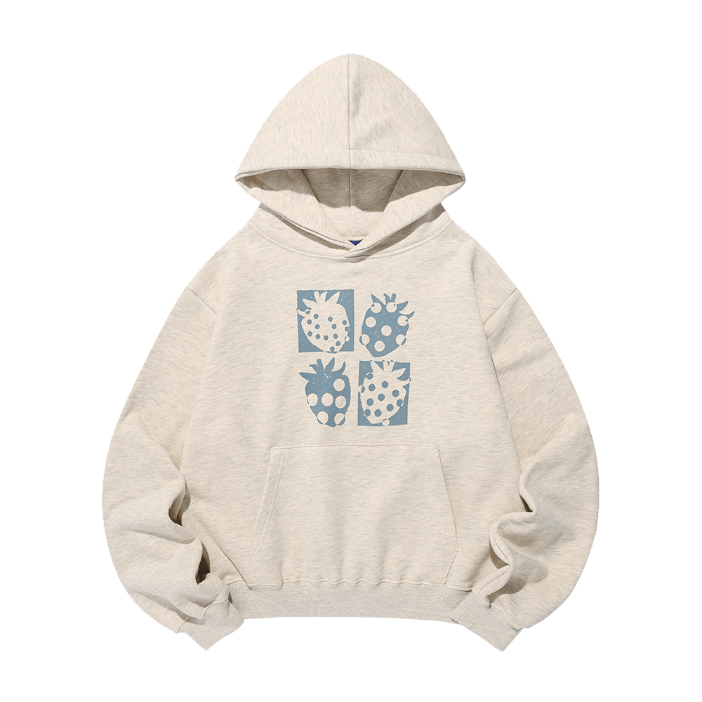 IK2FFFM407AOM ISTKUNST Dot Strawberry Hoodie Oatmeal