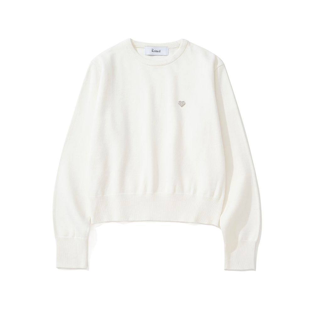 니티드 여성 베이직 에센셜 워셔블 라운드 니트 아이보리
