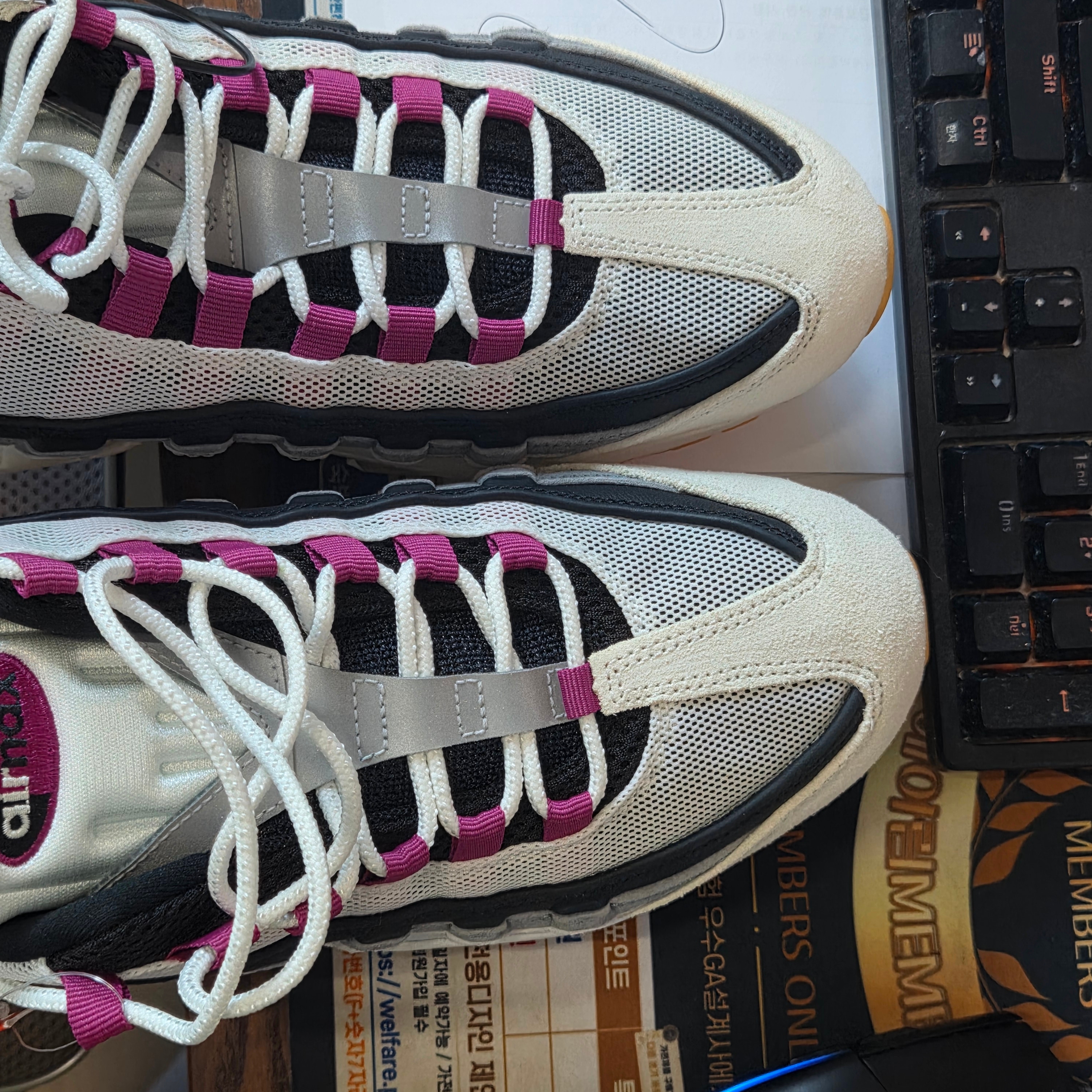 Nike SB Air Max 95 Summit White and Cactus Flower 착용 스타일
