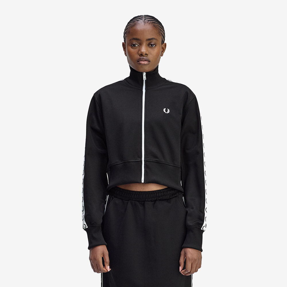 프레드 페리 우먼스 크롭 테잎 트랙 재킷 블랙(Fred Perry Womens Cropped Taped Track Jacket Black) - 2