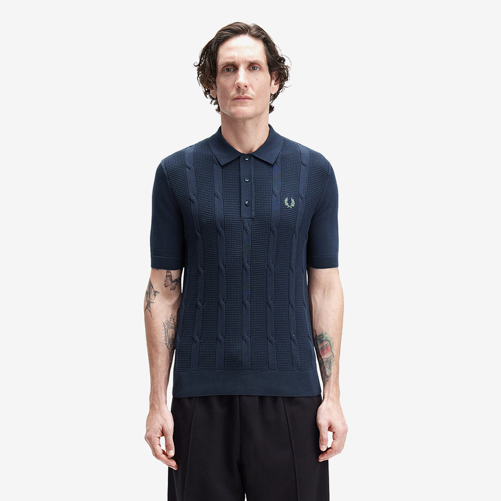 프레드 페리 텍스쳐드 케이블 니트 셔츠 다크 에어포스(Fred Perry Textured Cable Knit Shirt Dark Airforce) - 2