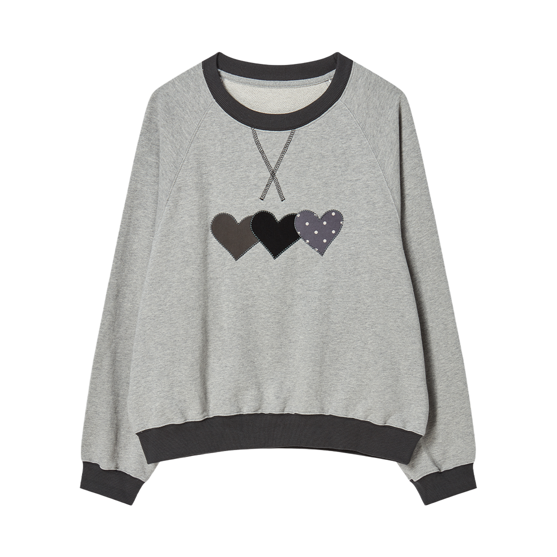 RG_25_FA1_SS_01_01 Rogin N Rosie Heart Patch Sweatshirt Gray Charcoal