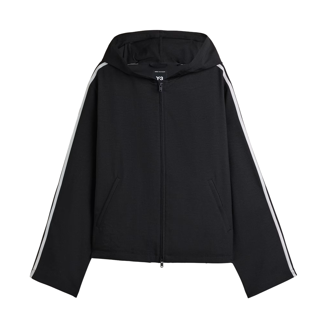 JW7354 Y-3 Hooded 3-Stripes Track Top Black