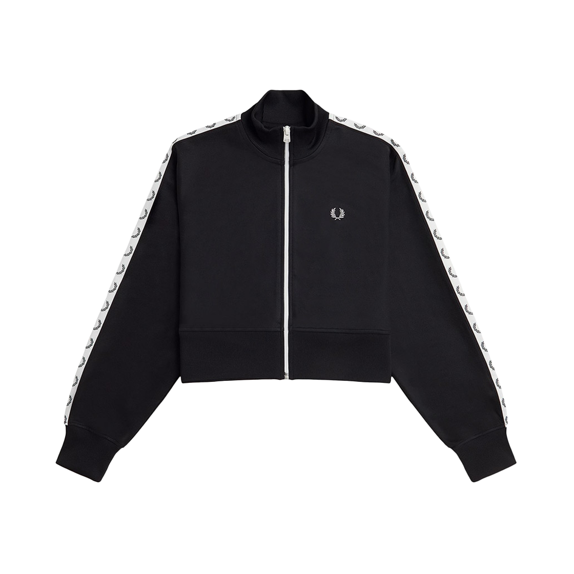 프레드 페리 우먼스 크롭 테잎 트랙 재킷 블랙(Fred Perry Womens Cropped Taped Track Jacket Black)