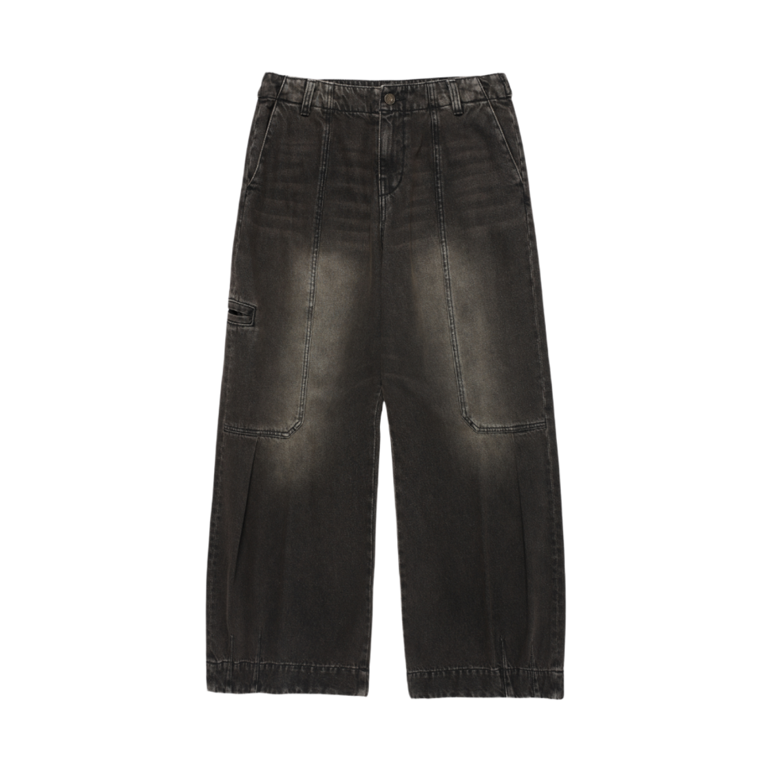 HEQFDDW603BKA eastserviceshop Welt Pocket Wide Denim Pants Black Brown