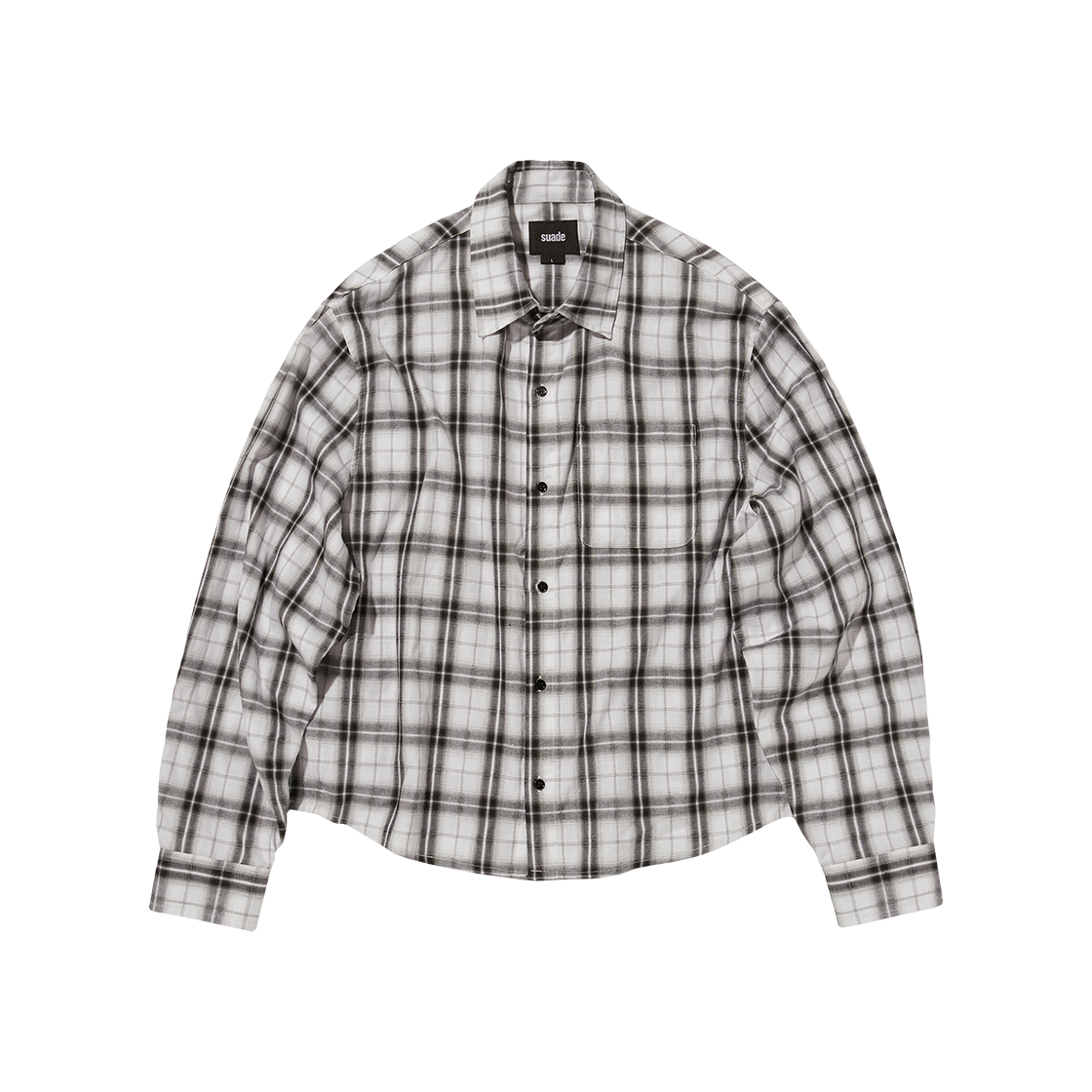 스웨이드 크롭 체크 셔츠 화이트(Suade Cropped Check Shirt White)