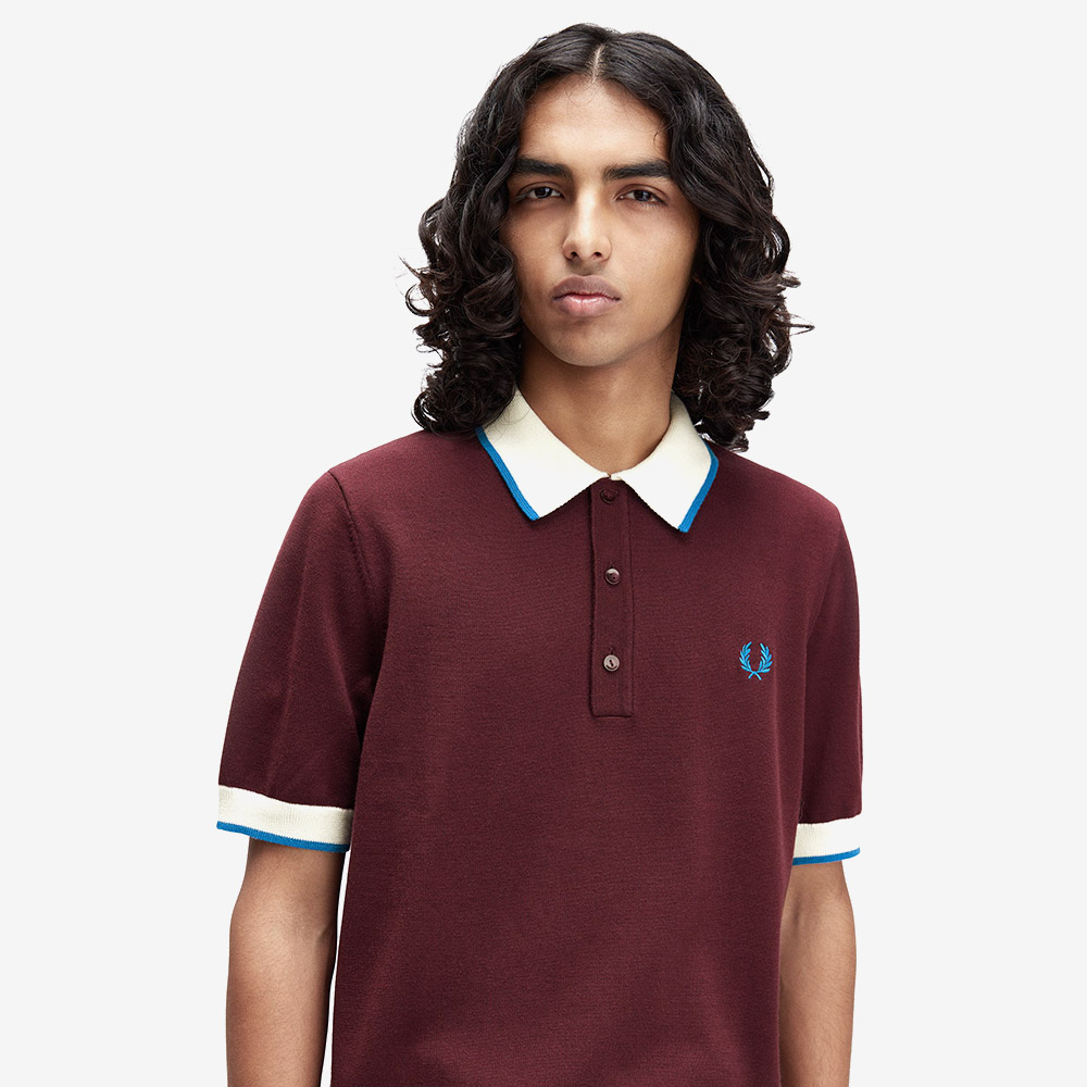 프레드 페리 컨트라스트 팁 니트 셔츠 옥스블러드(Fred Perry Contrast Tipped Knitted Shirt Oxblood) - 4
