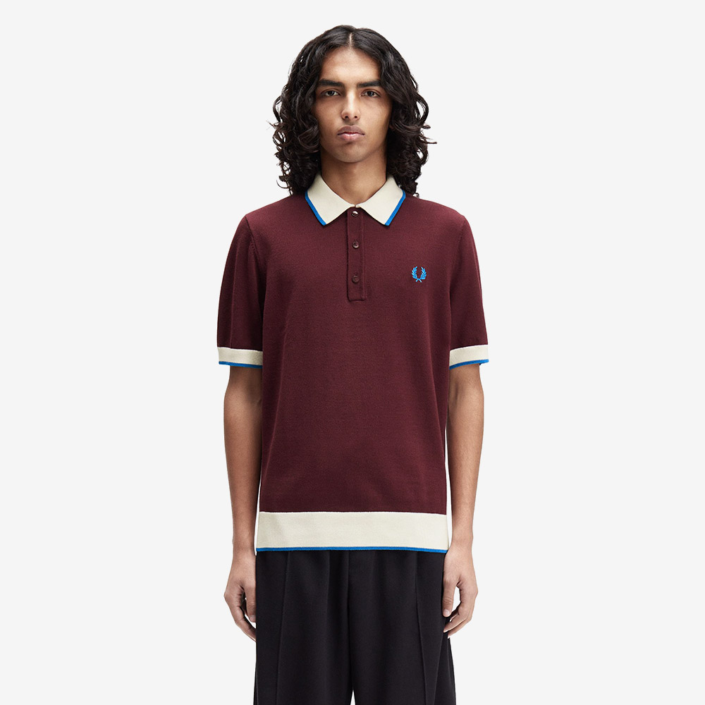 프레드 페리 컨트라스트 팁 니트 셔츠 옥스블러드(Fred Perry Contrast Tipped Knitted Shirt Oxblood) - 2