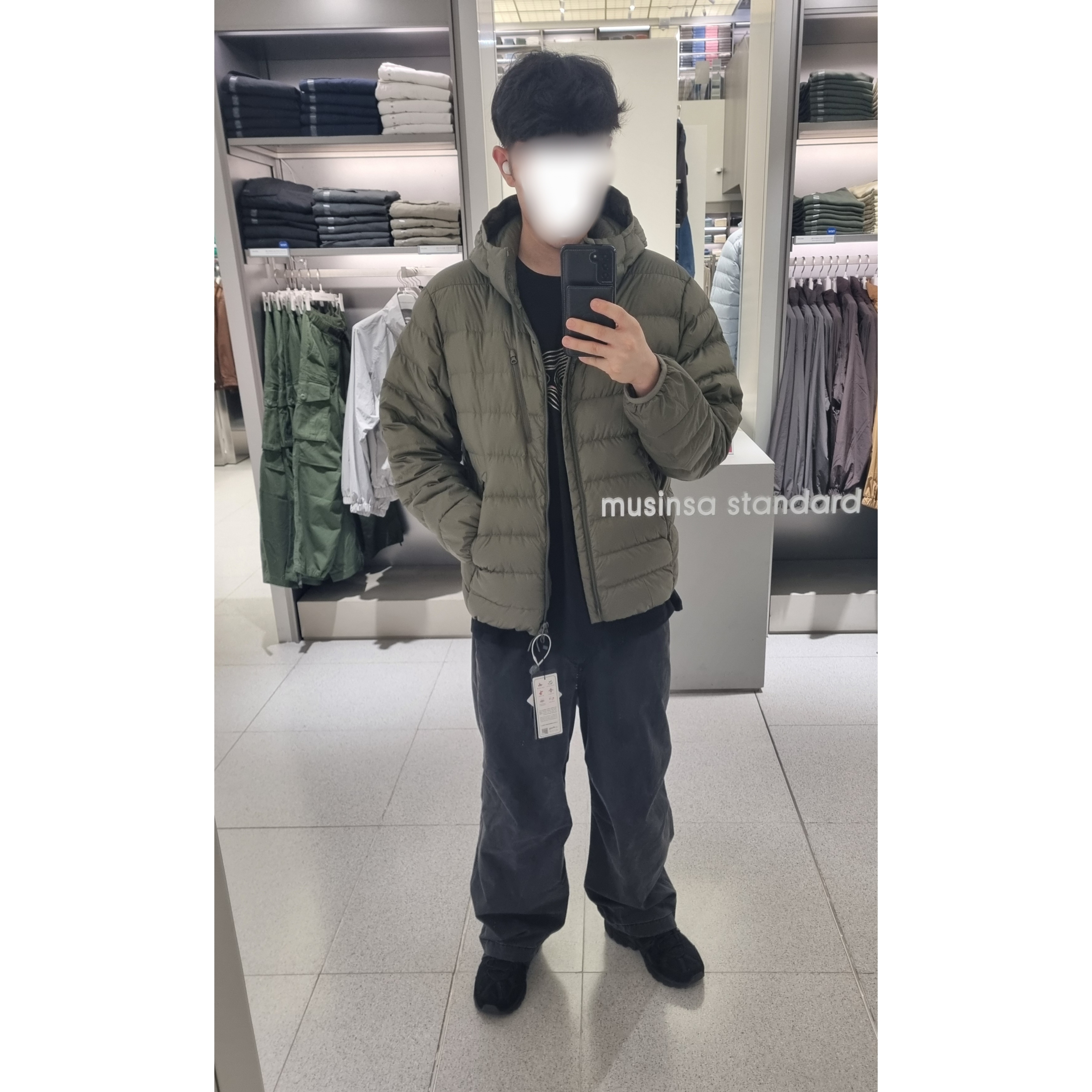 Musinsa Standard City Leisure Hooded Light Down Jacket Khaki, Asics Gel-Sonoma 15-50 Black 착용 스타일