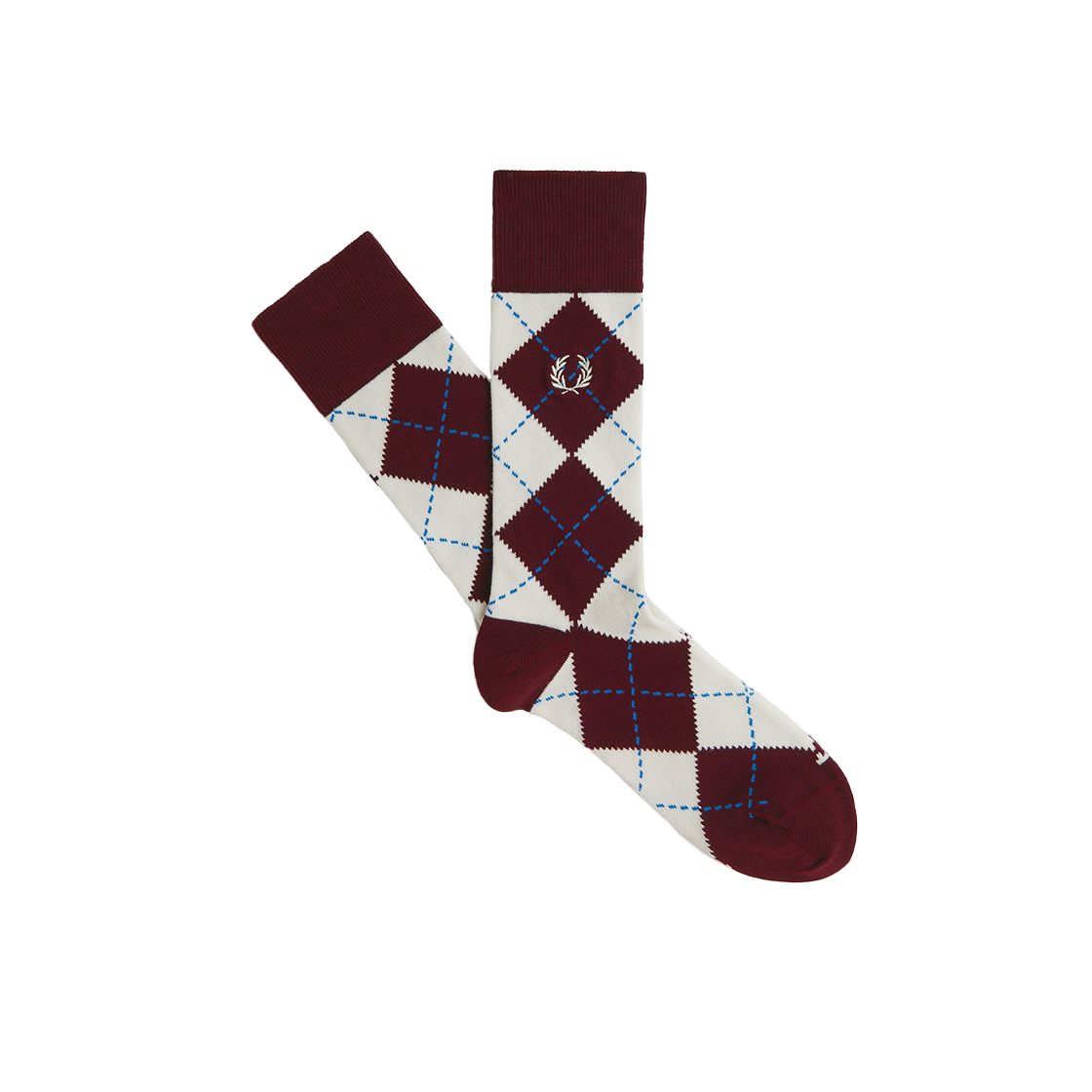 프레드 페리 자가드 아가일 삭스 옥스블러드 에크루 코트블루(Fred Perry Jacquard Argyle Sock Oxblood Ecru Court Blue)
