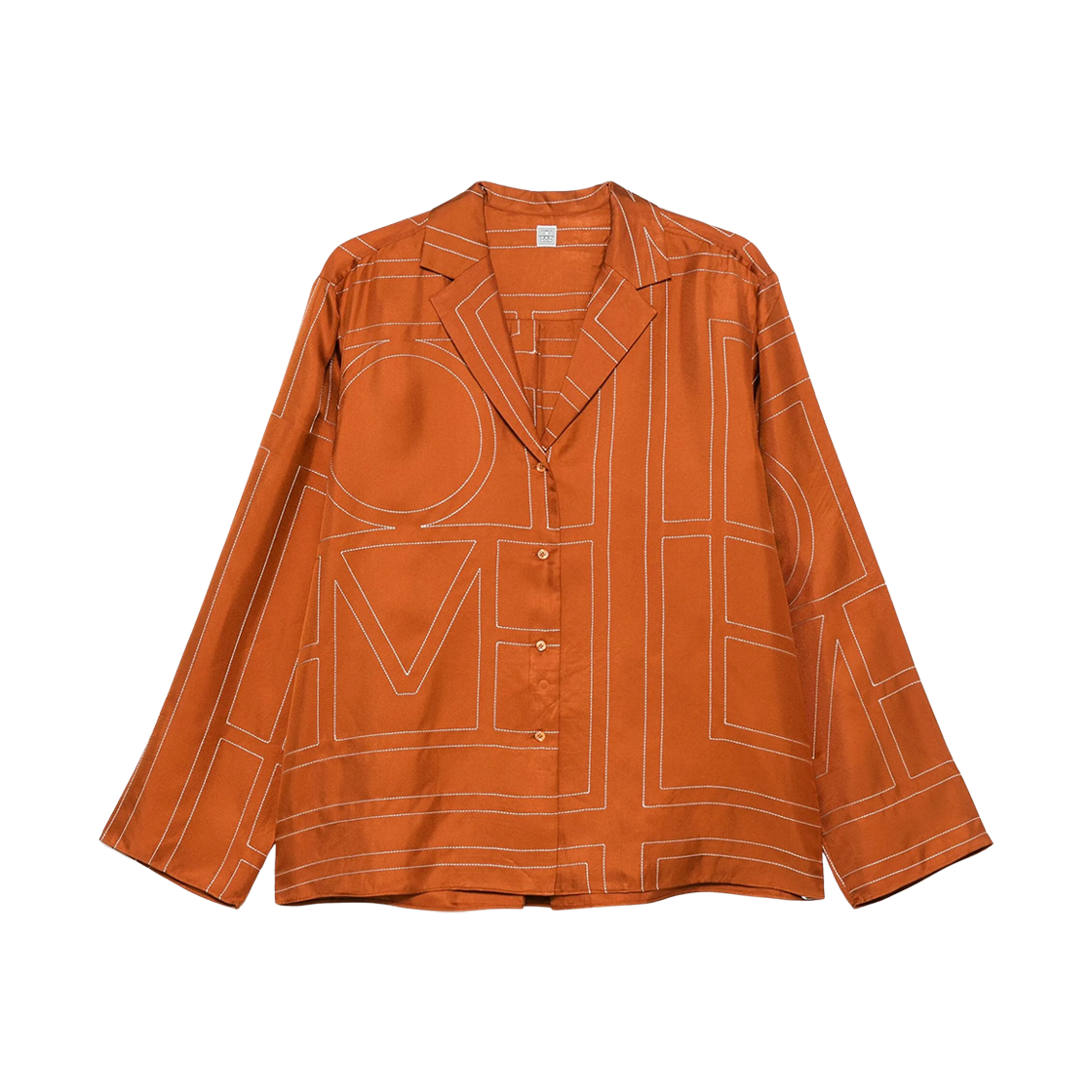 241-WRT976-FB0089-161 (W) Toteme Monogram Silk Pajama Shirt Orange