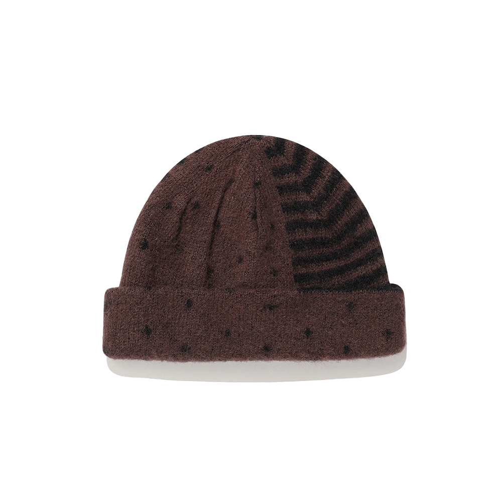 이스트쿤스트 도트 스트라이프 비니 브라운(ISTKUNST Dot Stripe Beanie Brown)