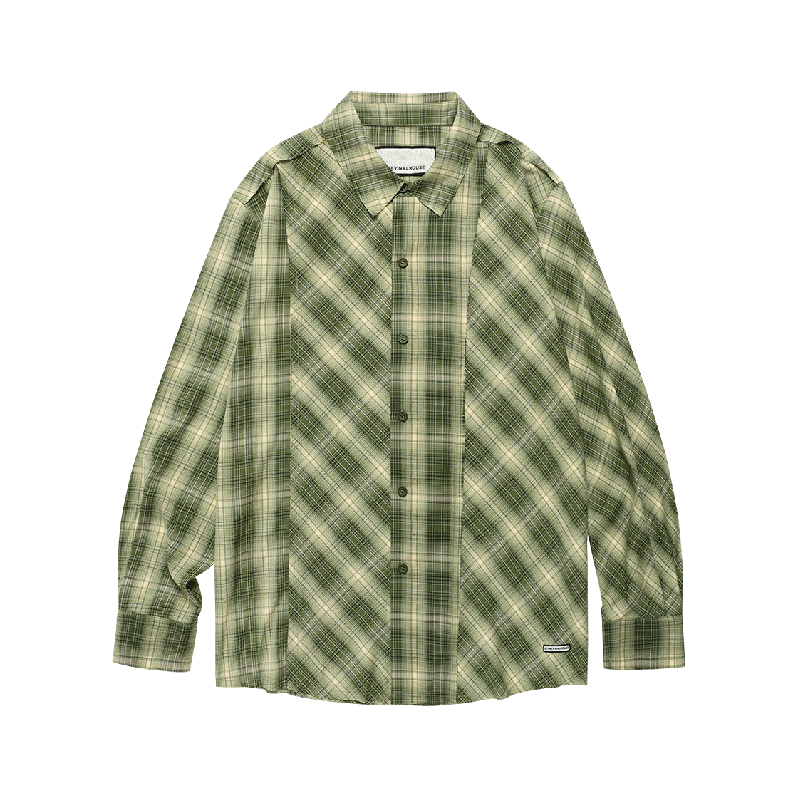 더바이닐하우스 언밸런스 체크 셔츠 그린(Thevinylhouse Unbalance Check Shirts Green)