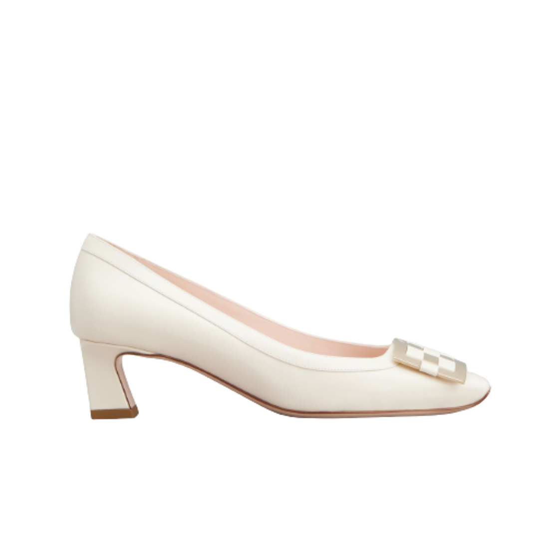 (W) 로저 비비에 레더 트럼펫 펌프스 화이트((W) Roger Vivier Leather Trompette Pumps White) - 1