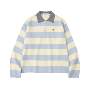 Knitted W Rugby Stripe Knit Skyblue
