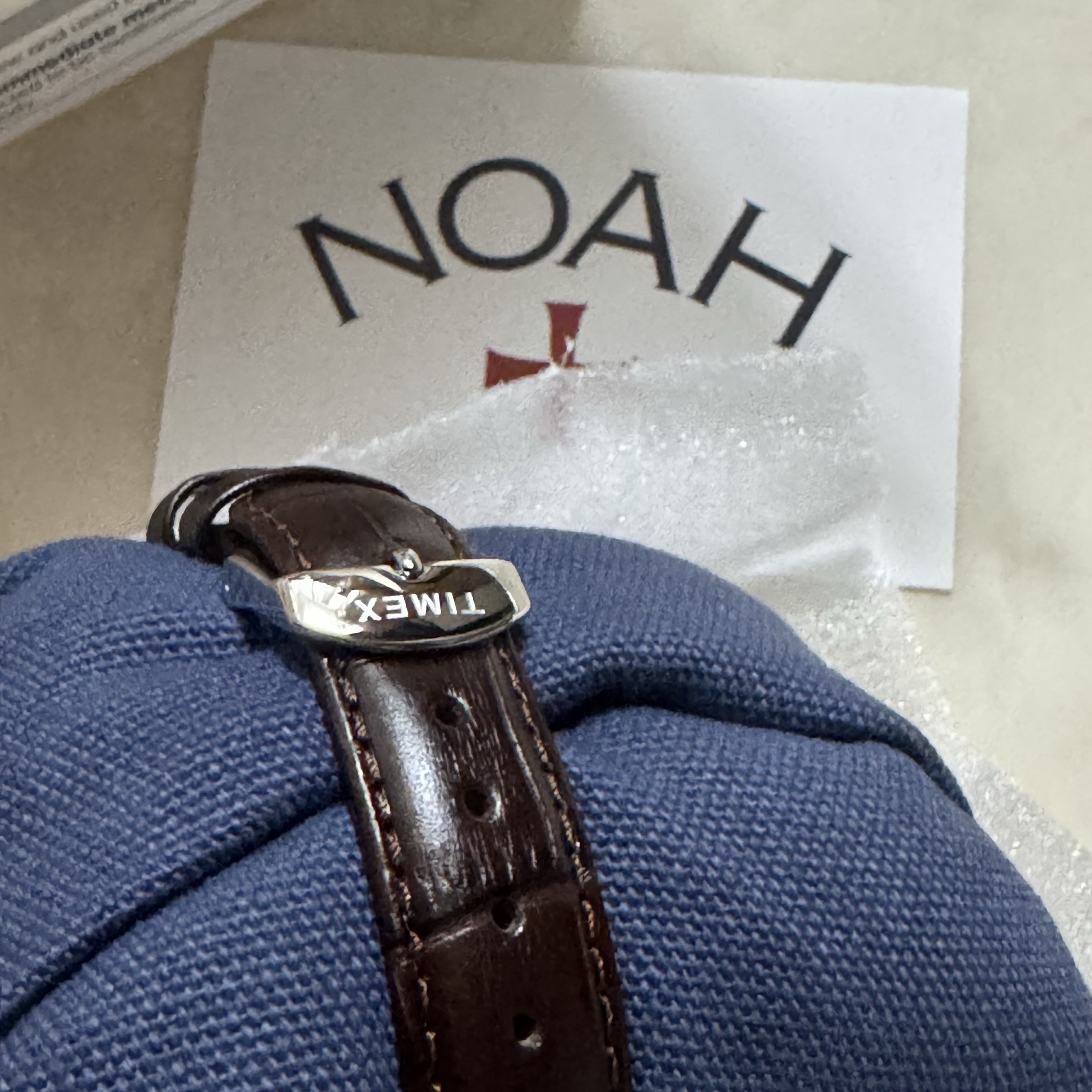 Timex x Noah Moon 37mm Phase Watch Brown Steel 착용 스타일