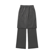 ISTKUNST Stripe Midi Layerd Skirt Pants Black