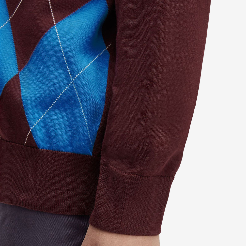 프레드 페리 아가일 롱슬리브 니트 셔츠 옥스블러드(Fred Perry Argyle L S Knitted Shirt Oxblood) - 5