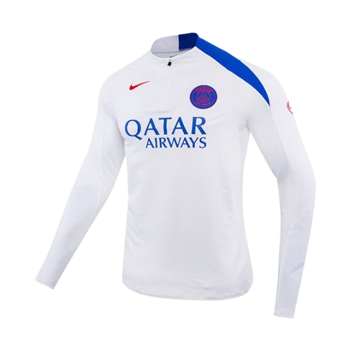 나이키 파리 생제르맹 스트라이크 3rd 드라이핏 토탈 90 풋볼 니트 드릴 탑 화이트 하이퍼 로얄 (논 마킹 버전)(Nike Paris Saint-Germain Strike Third Dri-Fit Total 90 Football Knit Drill Top White Hyper Royal (Non Marking Ver.))