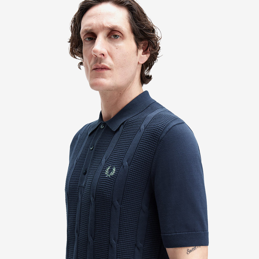 프레드 페리 텍스쳐드 케이블 니트 셔츠 다크 에어포스(Fred Perry Textured Cable Knit Shirt Dark Airforce) - 5
