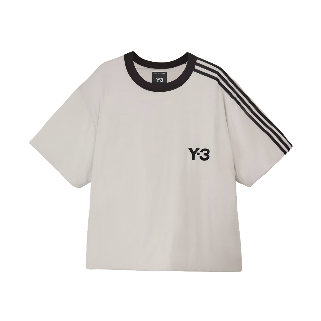 KD4759 Y-3 Padded Short Sleeve 3-Stripes T-Shirt Chalk Pearl