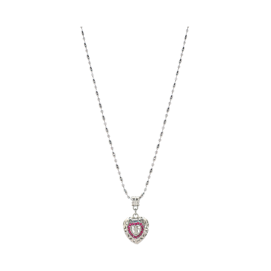 GMN7 Gleameep Vintage Heart Lock Necklace Pink