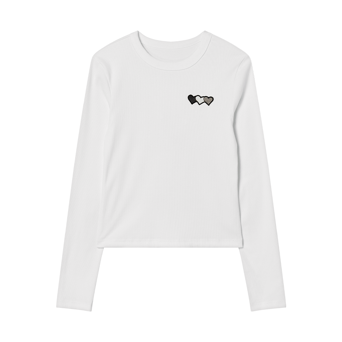 RG_25_FA1_LS_07_02 Rogin N Rosie Heart Wappen Basic Long Sleeve White