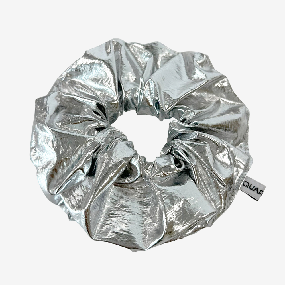 쿼터브 레더 스크런치 - 실버(QUARTEVV Leather Scrunchie - Silver)