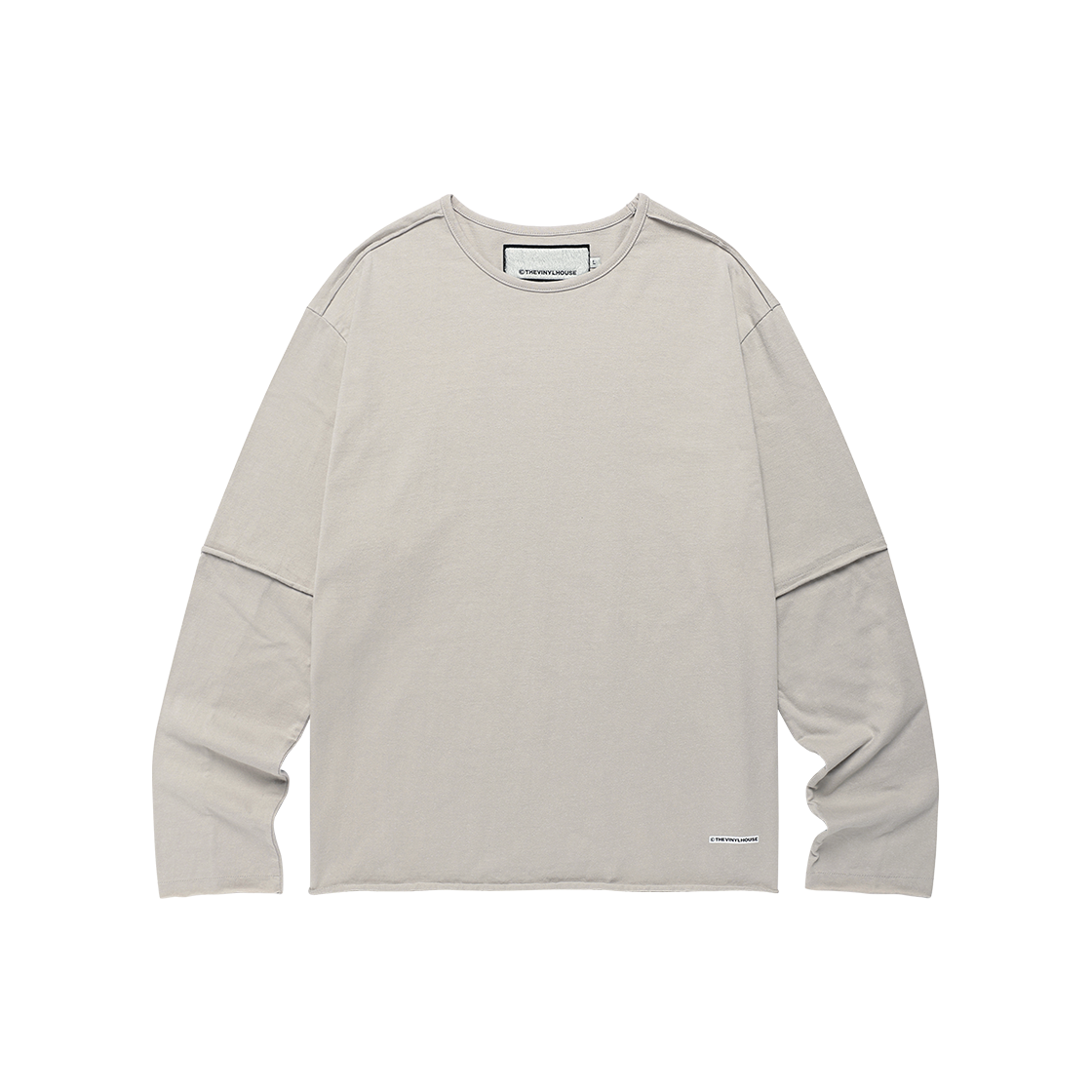 더바이닐하우스 컷 오프 레이어드 롱슬리브 티셔츠 베이지(Thevinylhouse Cut-Off Layered LS Tee Beige)