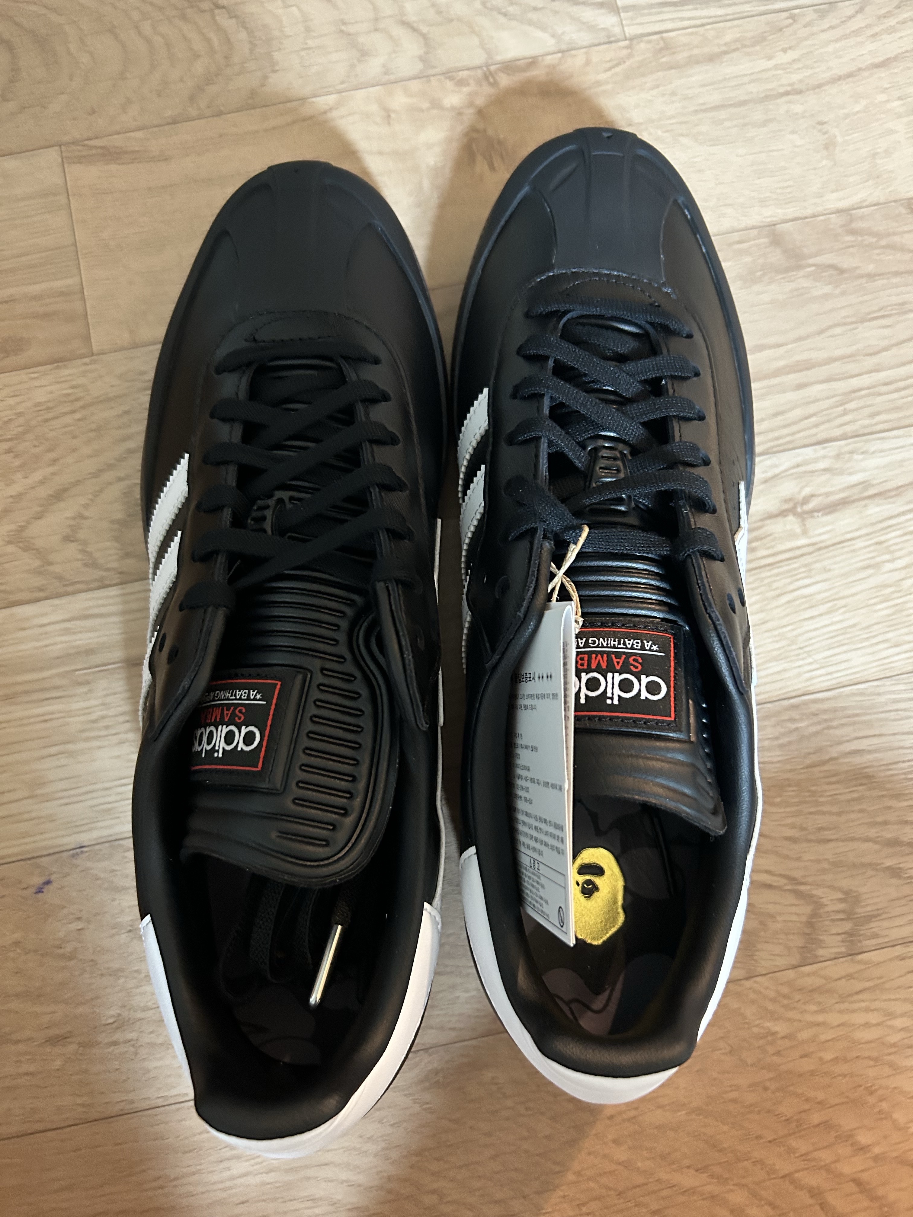 Adidas x BAPE Samba Core Black Footwear White 착용 스타일