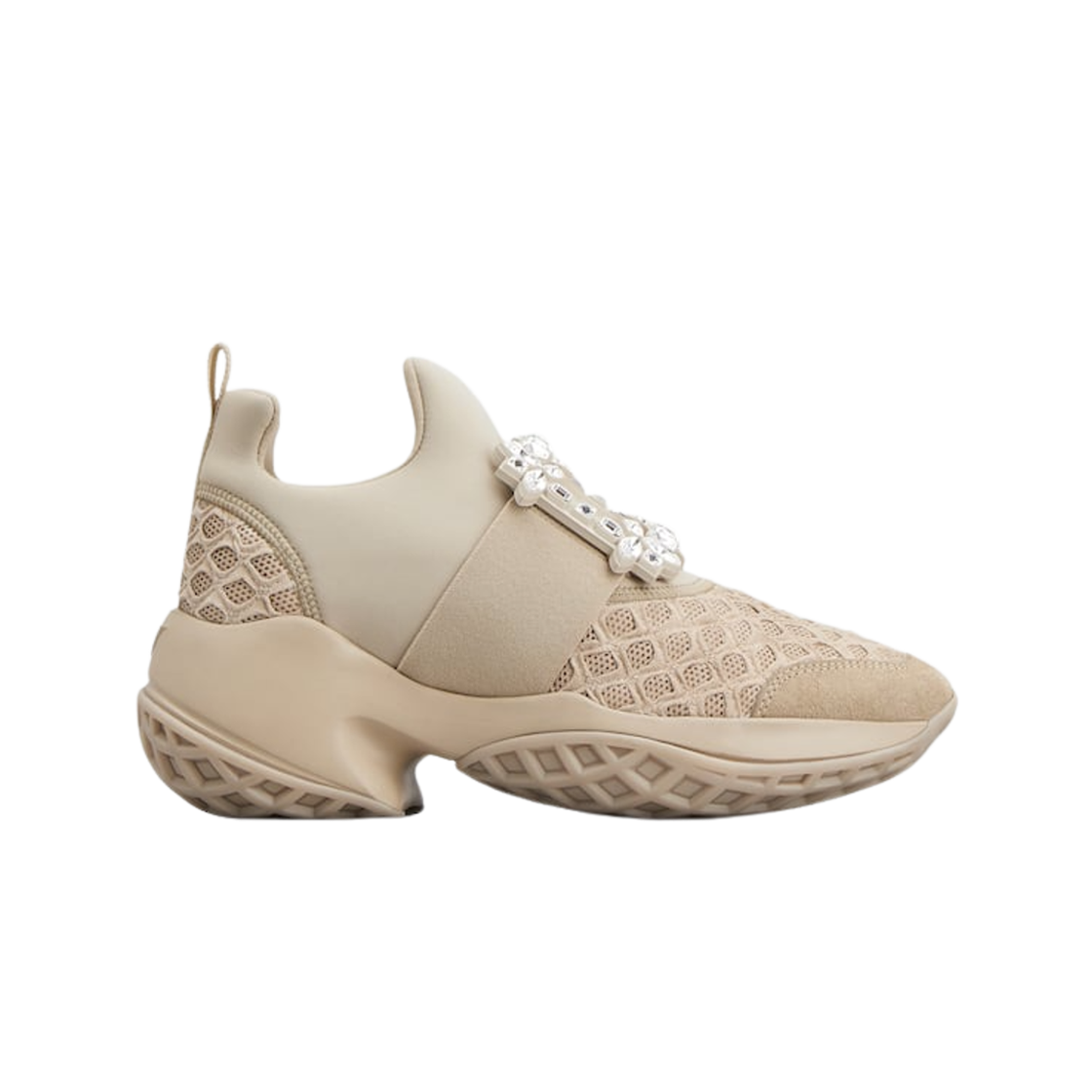 RVW50624180T6E1U53 (W) Roger Vivier Viv Run Sneakers in Fabric Beige