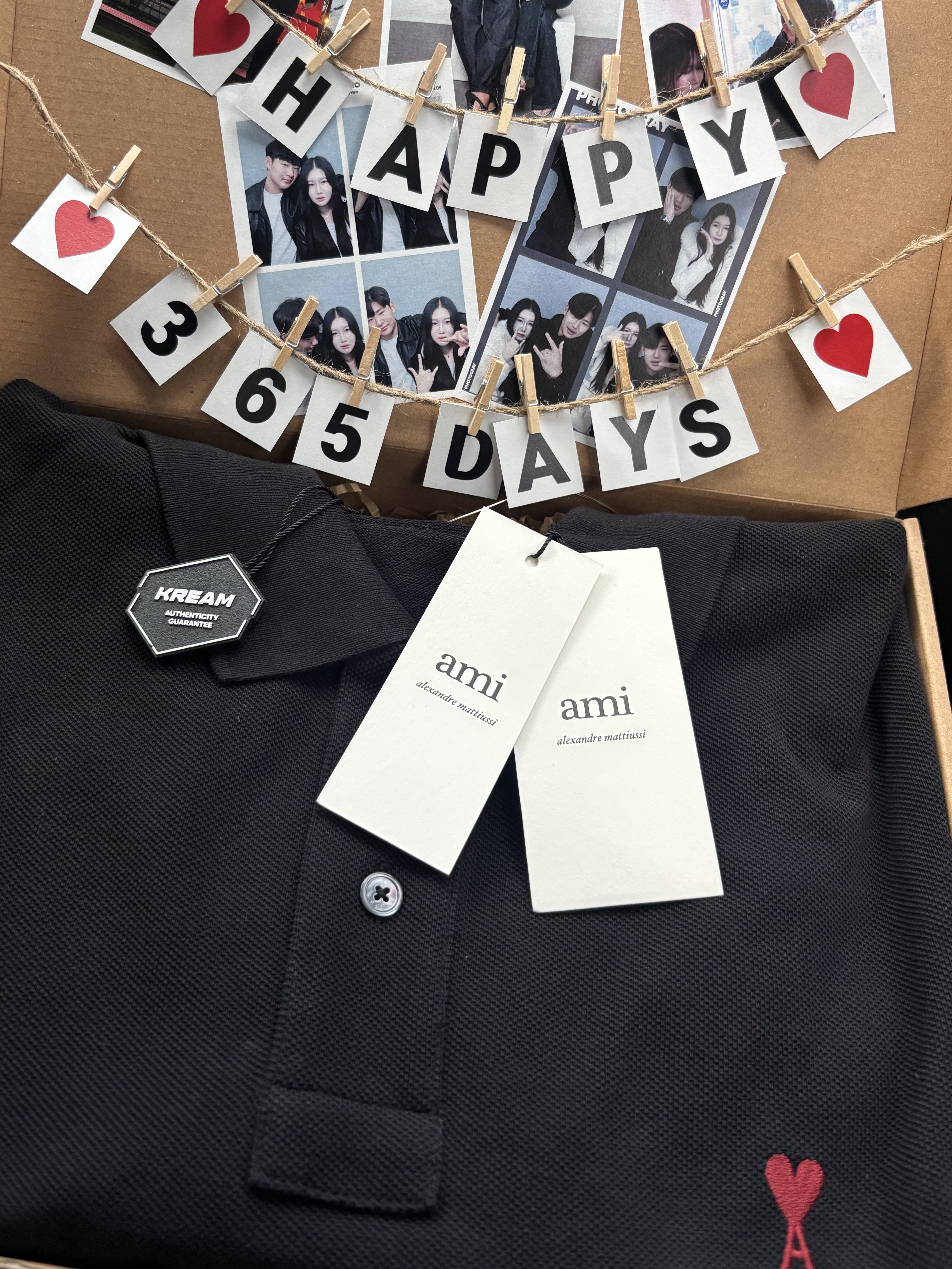 AMI de Coeur Polo Shirt Black 착용 스타일