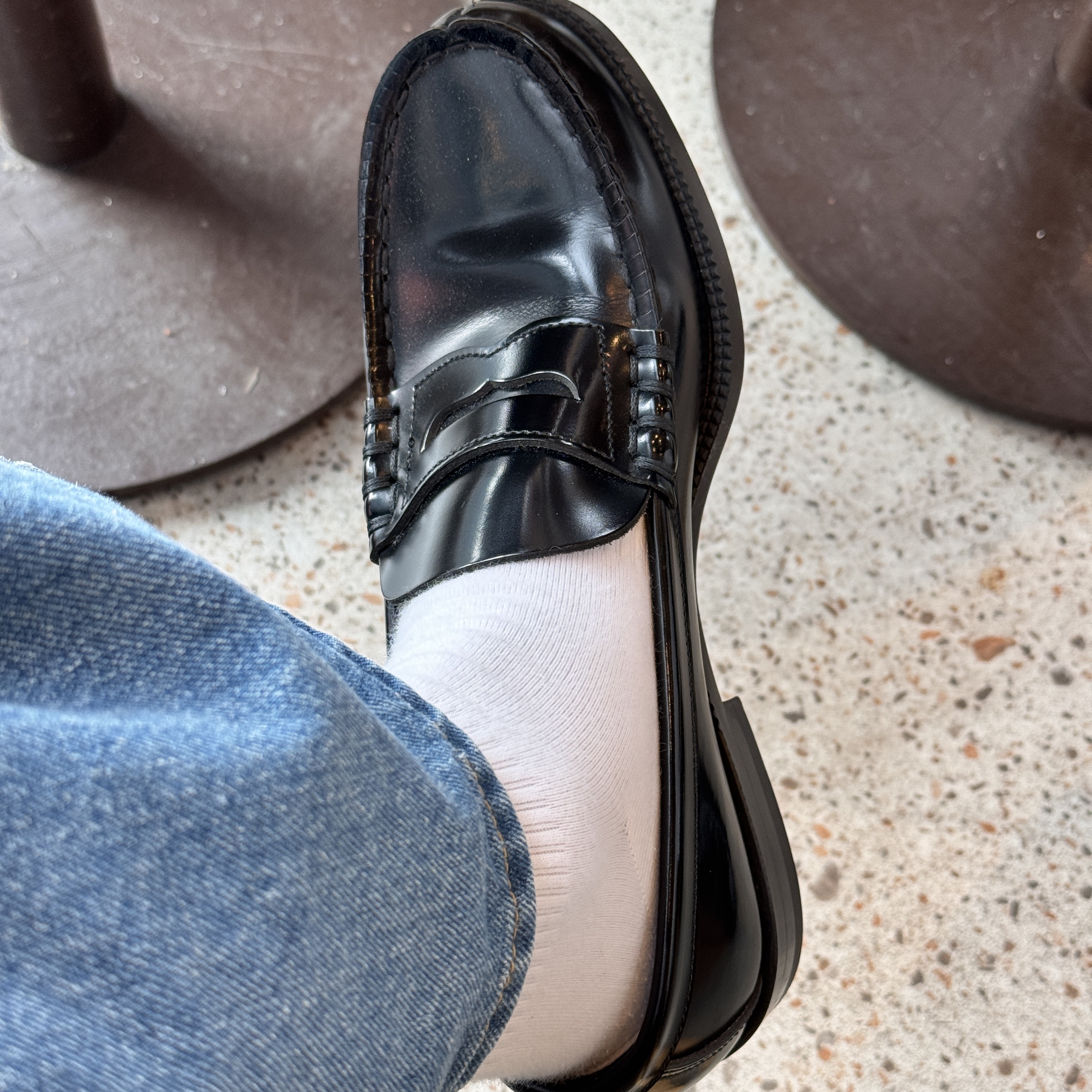 Haruta HS-906 Penny Loafer Black 착용 스타일 - 2