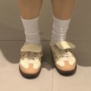(W) Adidas Samba LT Cream White Warm Sandstone 착용 스타일 - 2