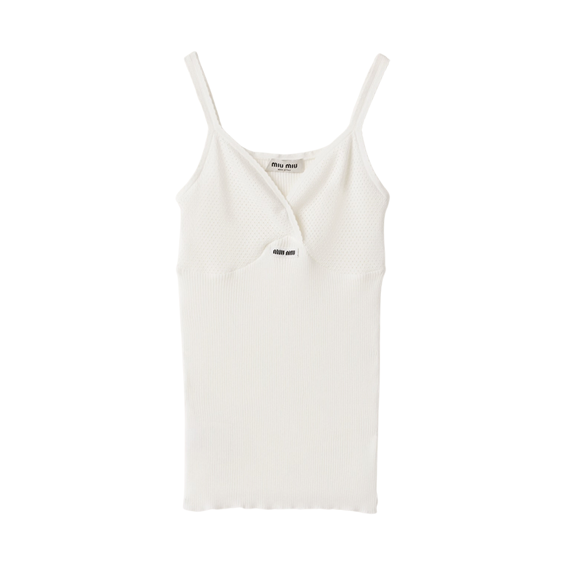 (W) 미우 미우 코튼 니트 탑 화이트((W) Miu Miu Cotton Knit Top White)
