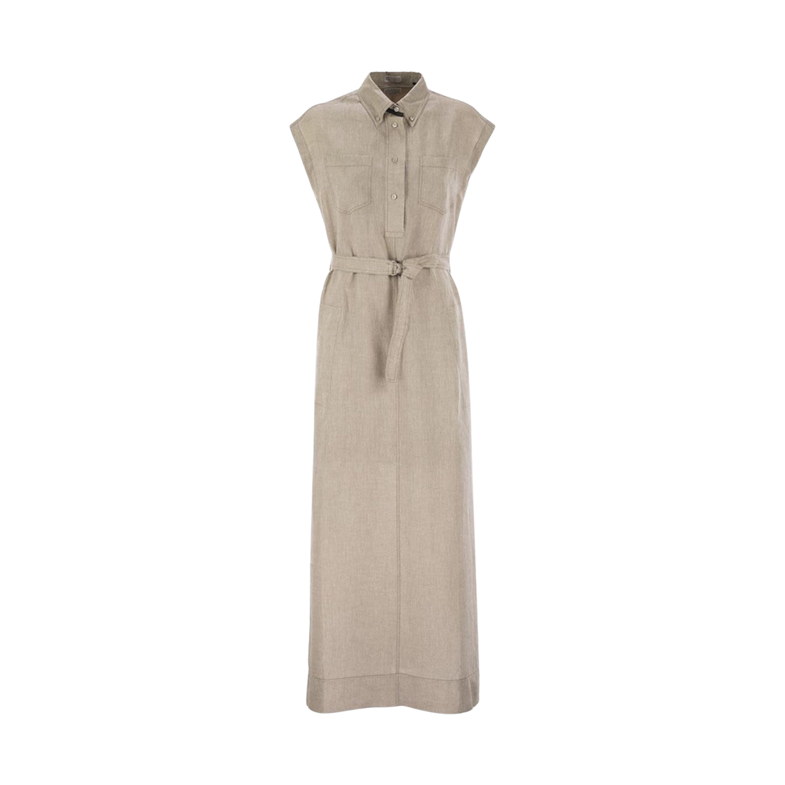(W) 브루넬로 쿠치넬리 린넨 슬리브리스 원피스 유타((W) Brunello Cucinelli Linen Sleeveless One Piece Yuta) - 1