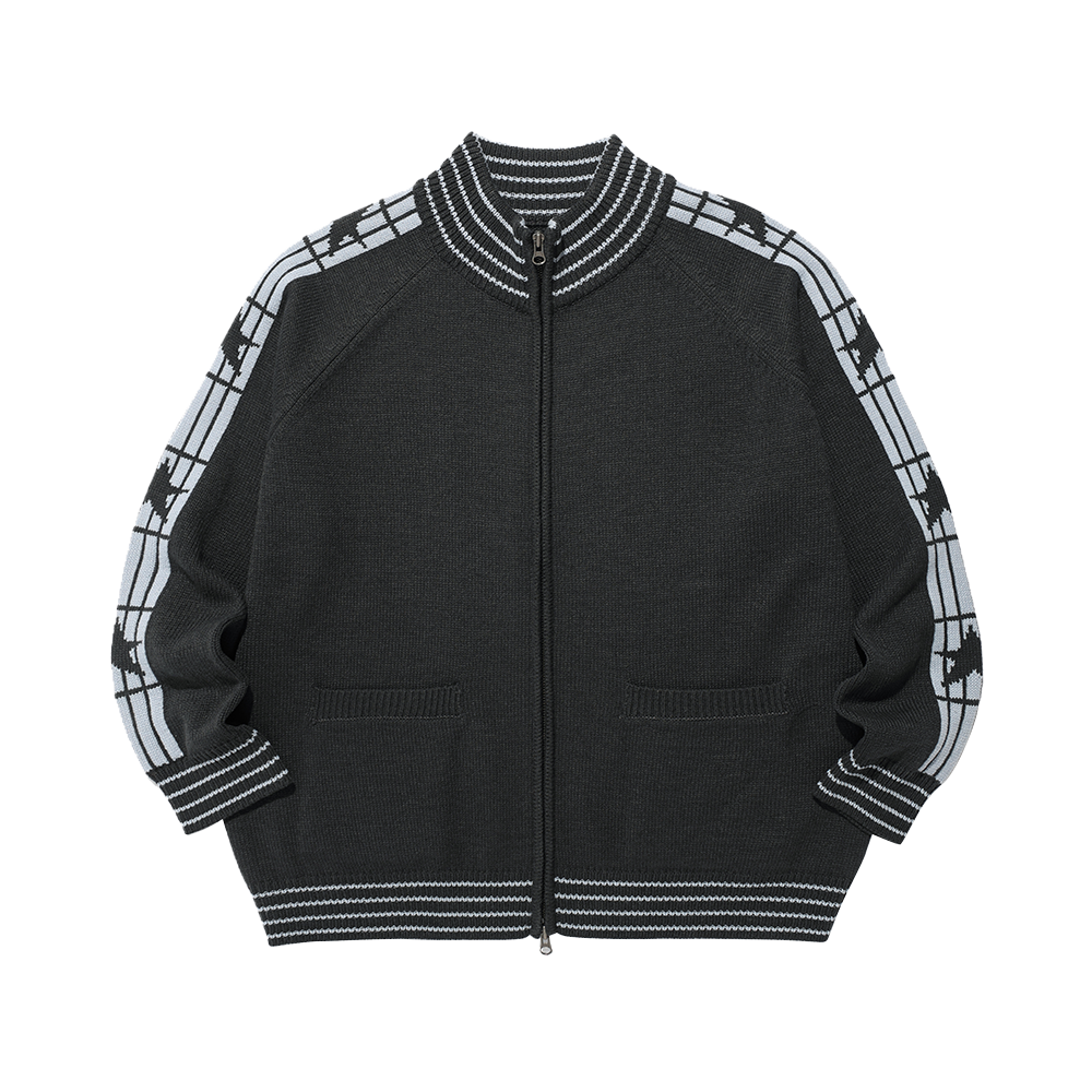 이스트쿤스트 스타 트랙 니트 집업 차콜(ISTKUNST Star Track Knit Zip Up Charcoal)