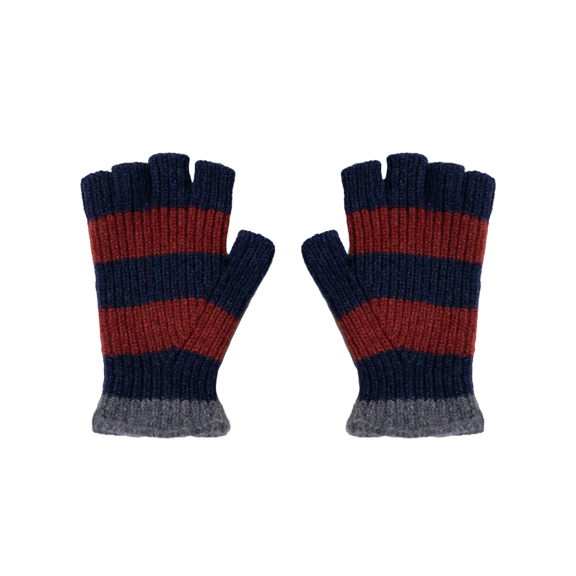 하울린 스트라이프 노 핑거 립 글러브 네이비 - 25FW(Howlin Striped No Fingers Ribbed Gloves Navy - 25FW)