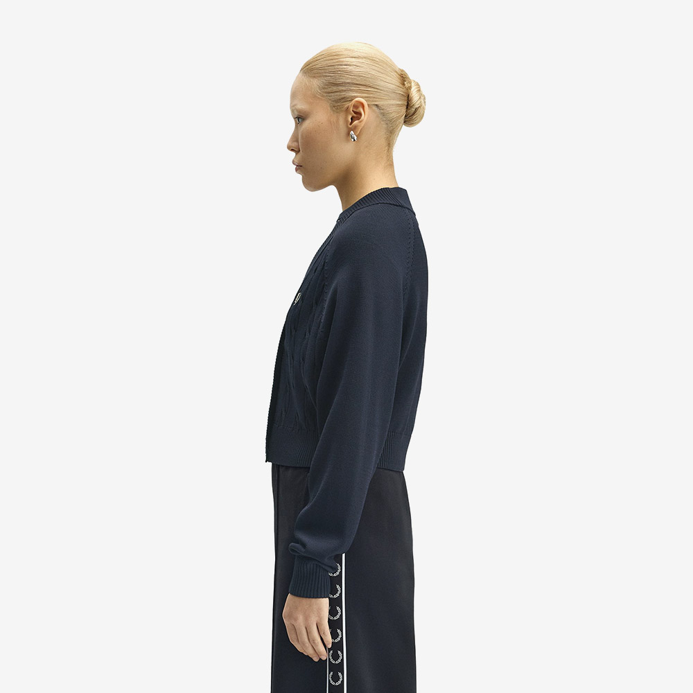 프레드 페리 우먼스 케이블 니트 가디건 네이비(Fred Perry Womens Cable Knit Cardigan Navy Snow White) - 3