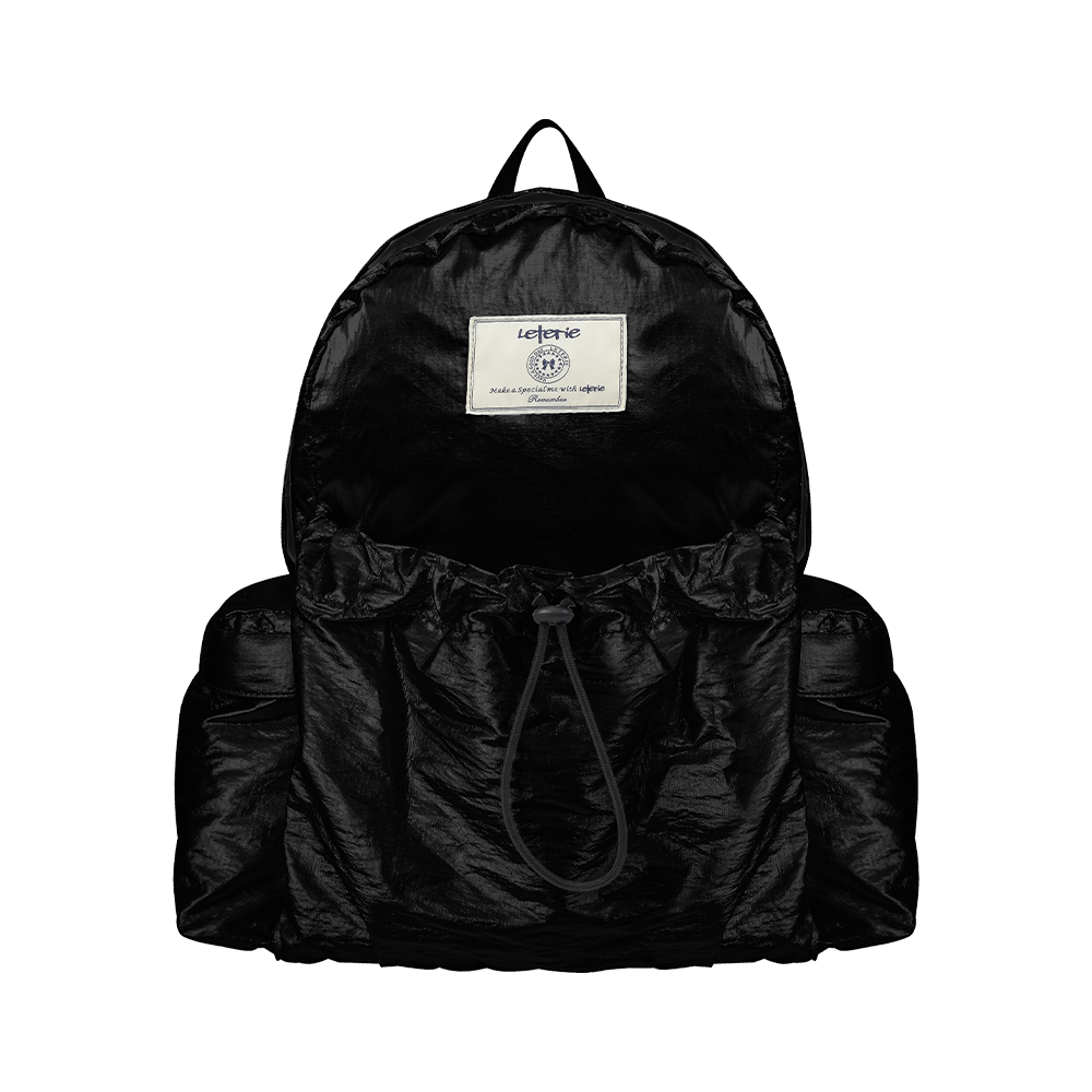 lr25FW04 Leterie Glossy Logo Patch Backpack_Black