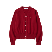 Knitted W Basic Essential Washable V-Neck Cardigan Red