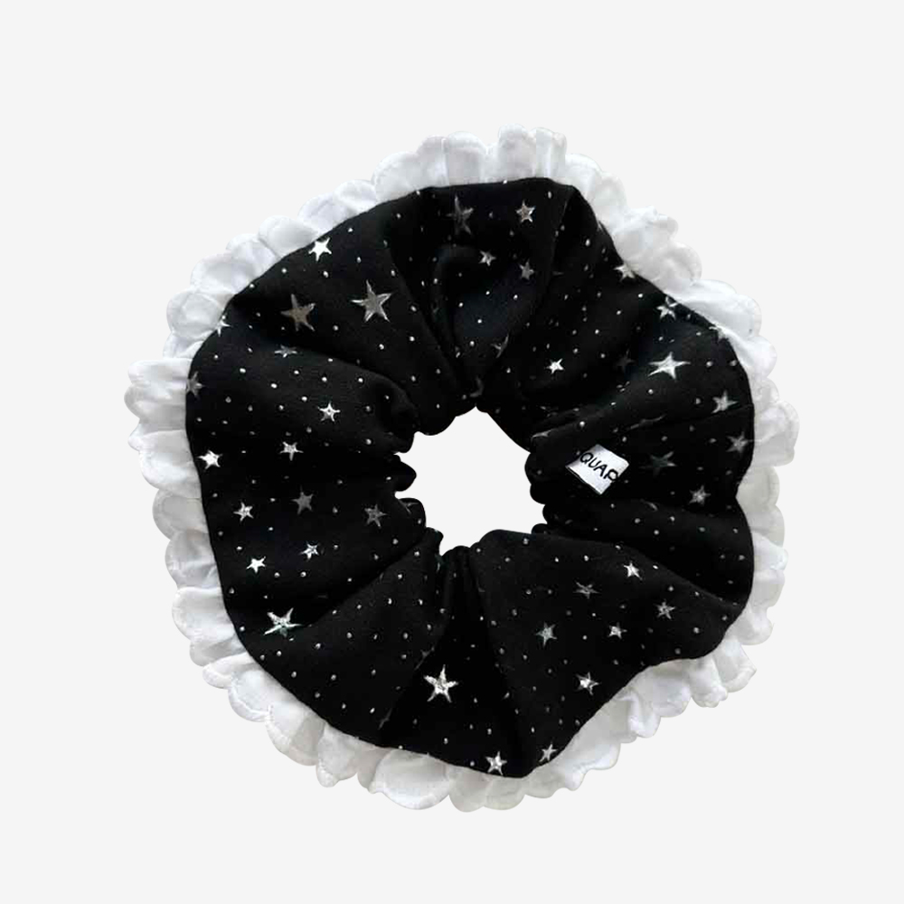 쿼터브 스타 프릴 스크런치 - 블랙(QUARTEVV Star Frill Scrunchie - Black)