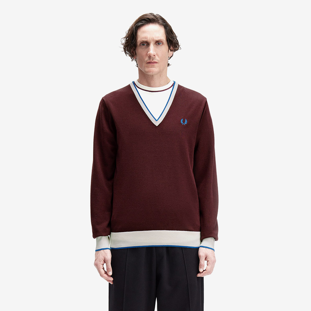 프레드 페리 컨트라스트 팁 니트 옥스블러드(Fred Perry Contrast Tipped Knit Oxblood) - 2