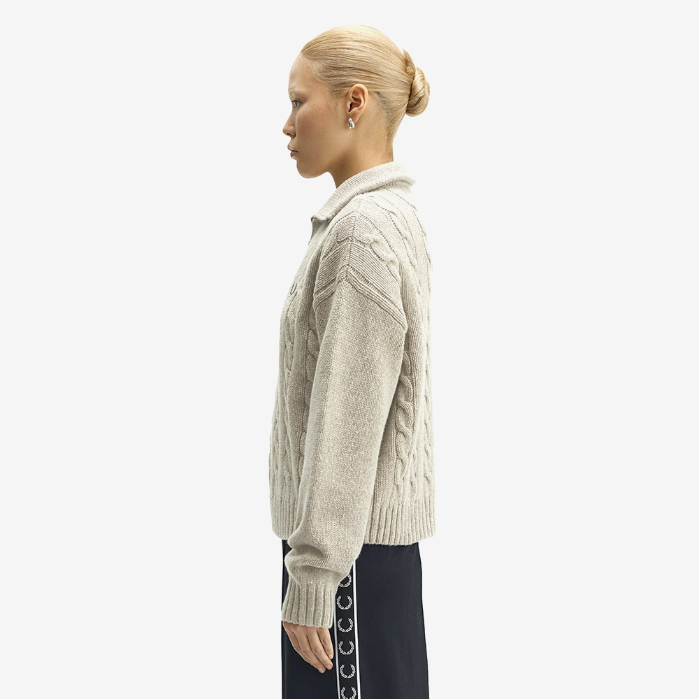 프레드 페리 우먼스 하프 집 케이블 니트 웜오트말(Fred Perry Womens Half Zip Cable Knit Warm Oat Marl) - 3