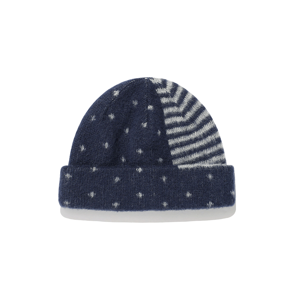 이스트쿤스트 도트 스트라이프 비니 네이비(ISTKUNST Dot Stripe Beanie Navy)