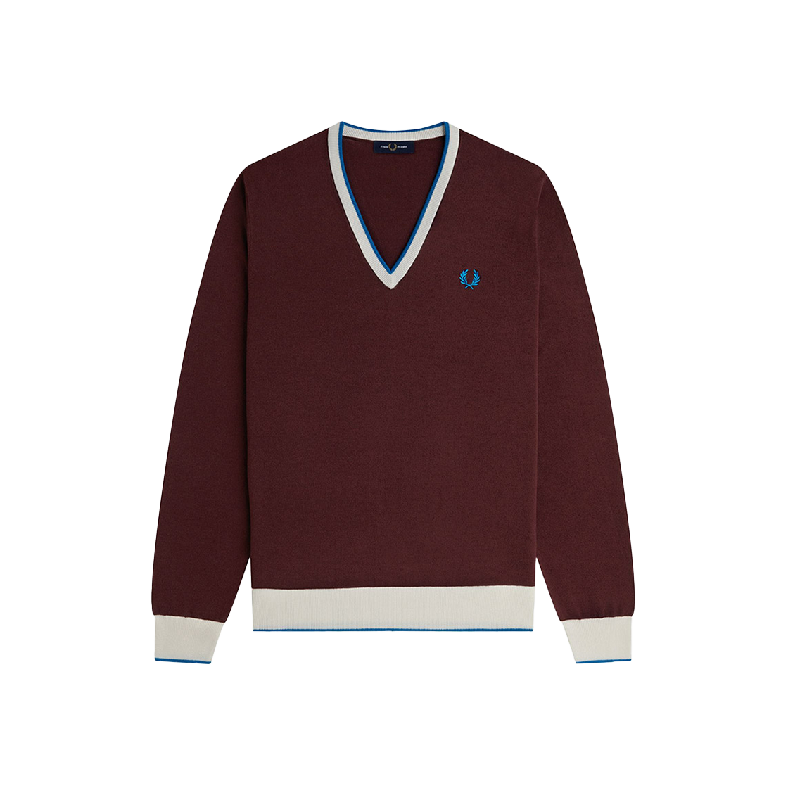 프레드 페리 컨트라스트 팁 니트 옥스블러드