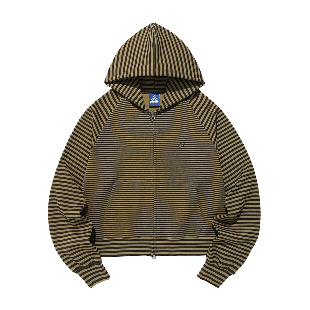 이스트쿤스트 스타로고 스트라이프 후드집업 카키(ISTKUNST Star Logo St Hood Zip Up Khaki)