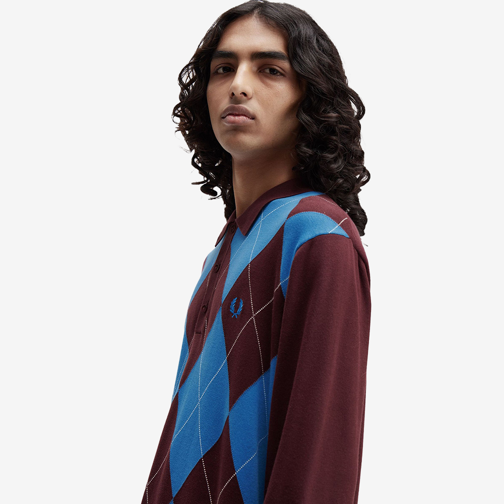 프레드 페리 아가일 롱슬리브 니트 셔츠 옥스블러드(Fred Perry Argyle L S Knitted Shirt Oxblood) - 4